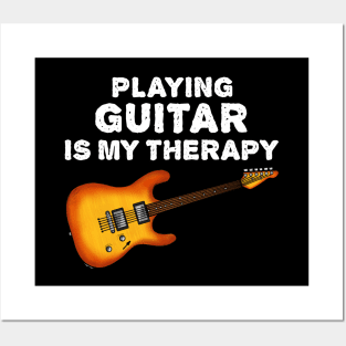 Playing Guitar Is My Therapy, Electric Guitarist Funny Posters and Art